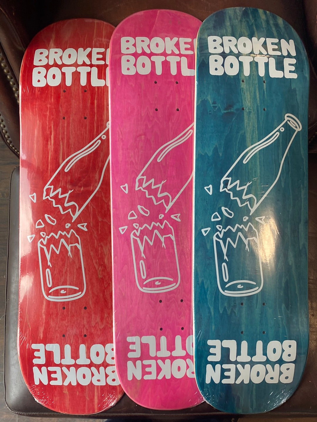 8.75” Full Popsicle Shape Broken Bottle Skateboard Deck